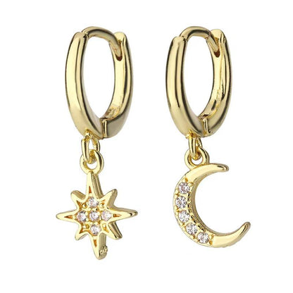 Crystal Heart Small Hoop Earring Dangle Tragus Piercing Moon (7)