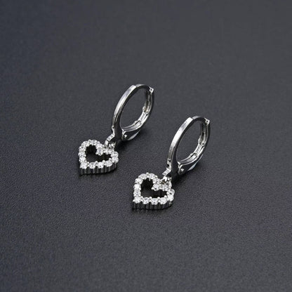 Crystal Heart Small Hoop Earring Dangle Tragus Piercing Moon (8)