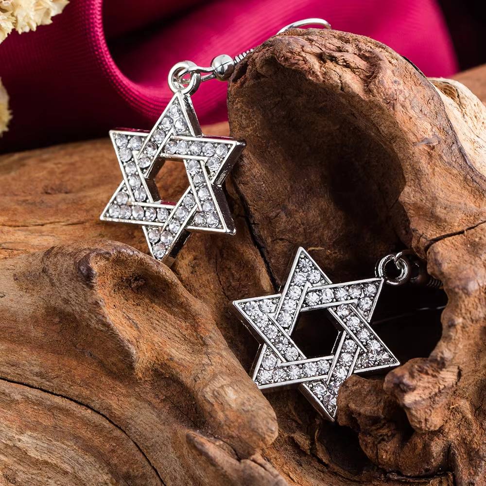 Dawapara Star of David Crystal Drop Earrings  Jewish Religious Jewelry (3)