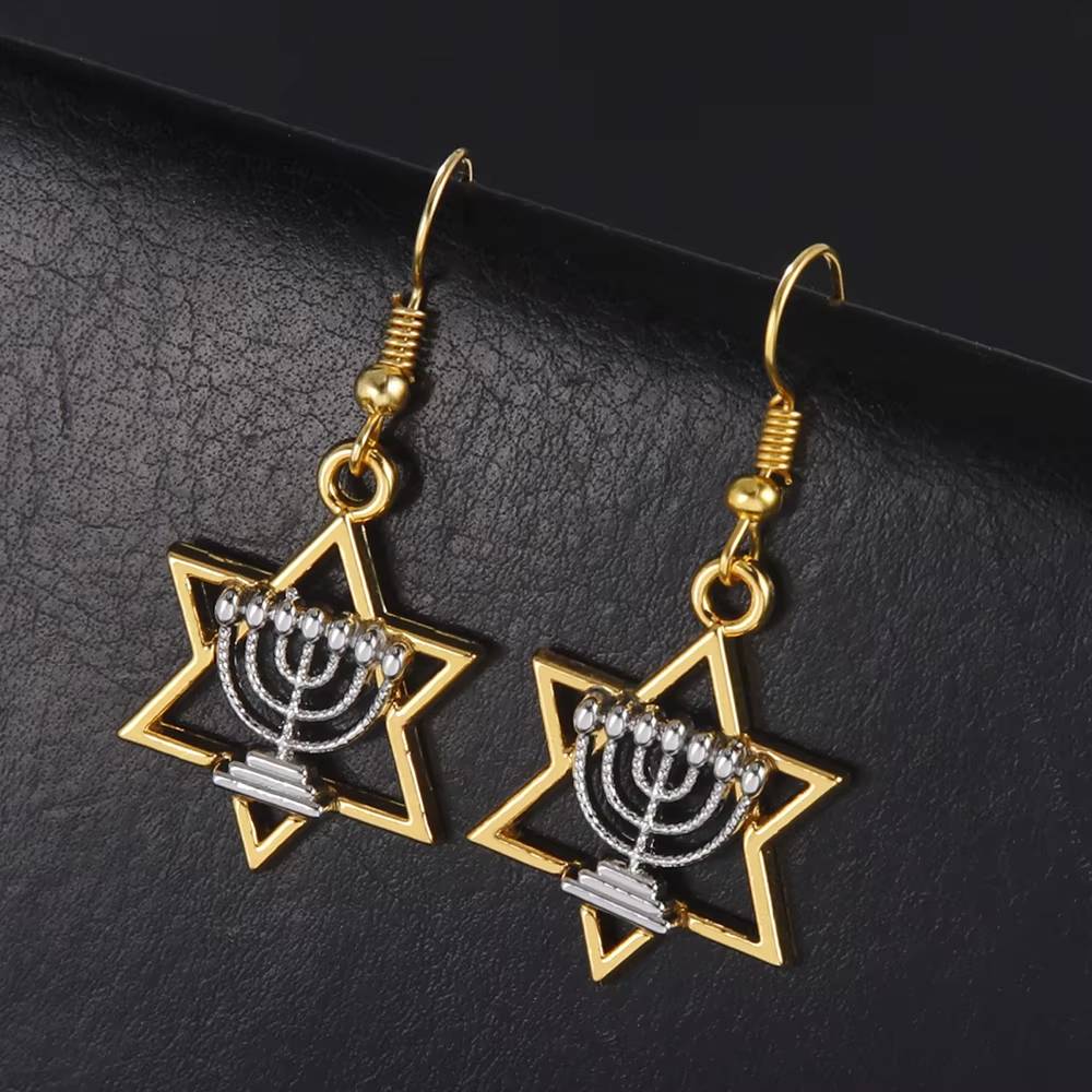 Dawapara Star of David Crystal Drop Earrings  Jewish Religious Jewelry (4)