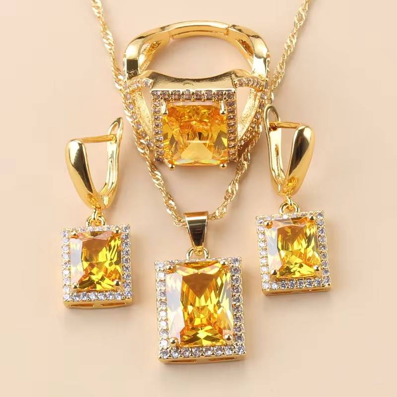 Dubai 18K Gold Plated Rectangle Jewelry Sets for Women