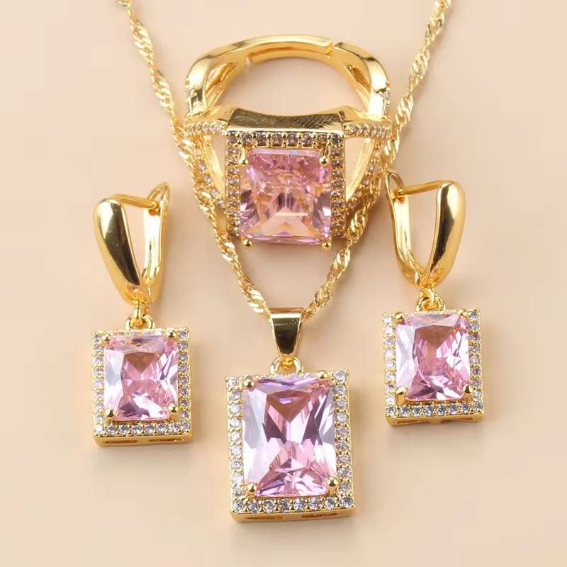 Dubai 18K Gold Plated Rectangle Jewelry Sets for Women (10)