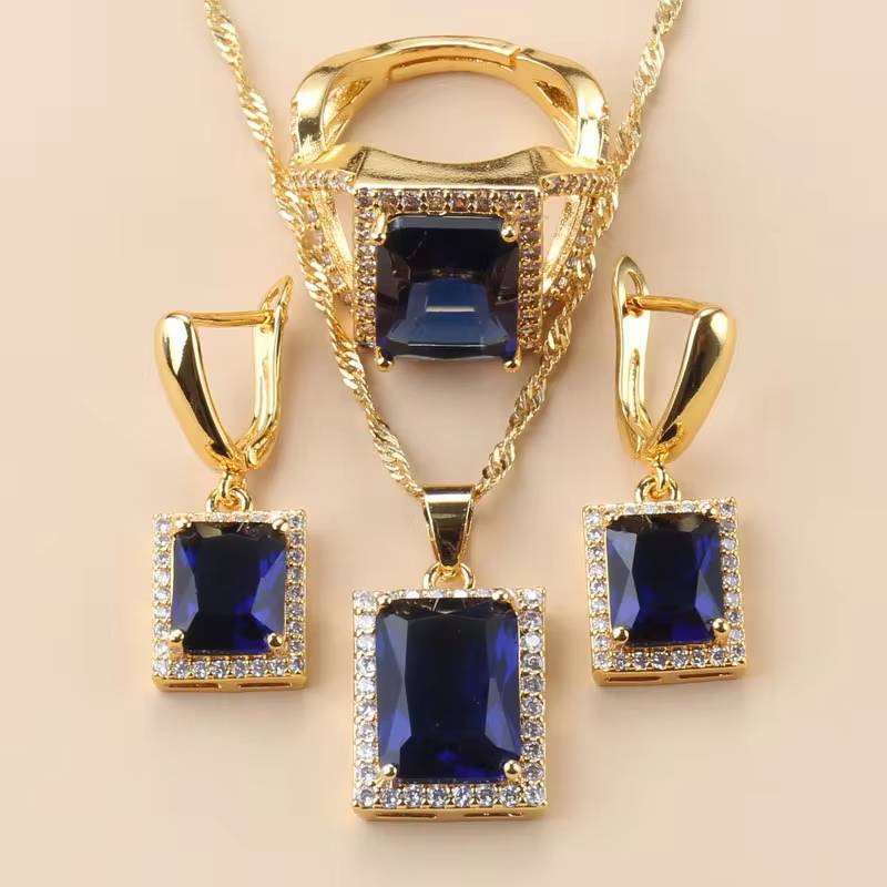 Dubai 18K Gold Plated Rectangle Jewelry Sets for Women (15)