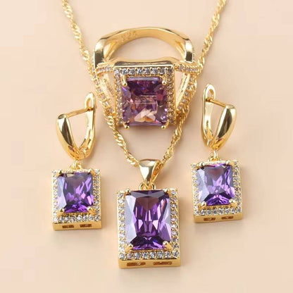 Dubai 18K Gold Plated Rectangle Jewelry Sets for Women (6)