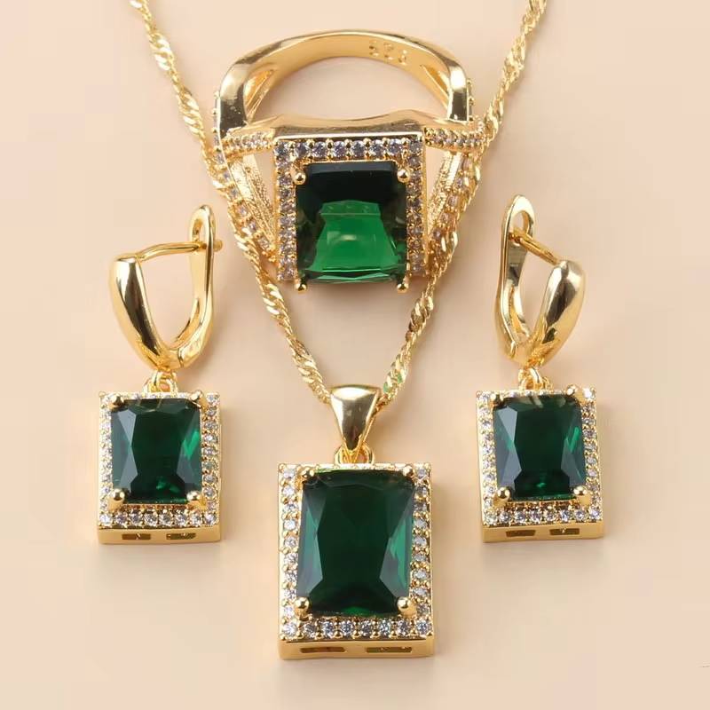 Dubai 18K Gold Plated Rectangle Jewelry Sets for Women (7)