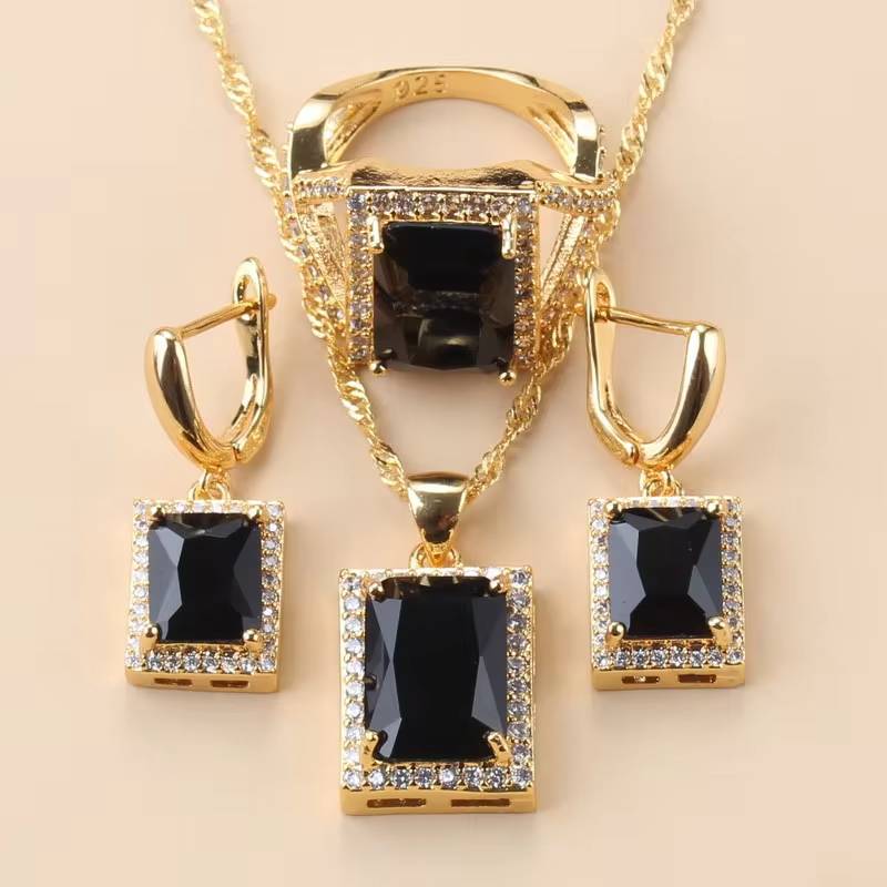 Dubai 18K Gold Plated Rectangle Jewelry Sets for Women (9)