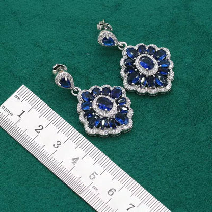 Dubai 925 Silver Jewelry Set for Women with Royal Blue Gemstone (4)