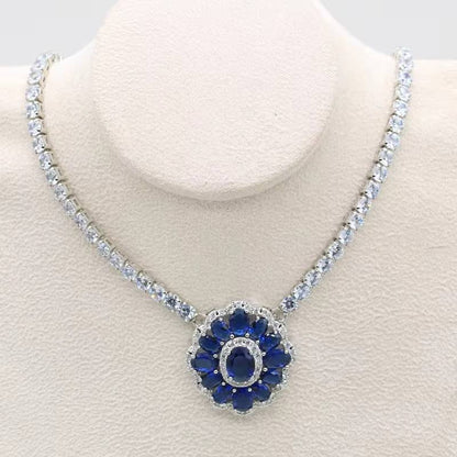 Dubai 925 Silver Jewelry Set for Women with Royal Blue Gemstone (5)