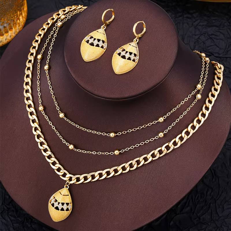 Dubai Party 24K Gold Necklace Set, African Wedding Traditional Gifts (3)