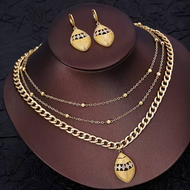 Dubai Party 24K Gold Necklace Set, African Wedding Traditional Gifts (5)