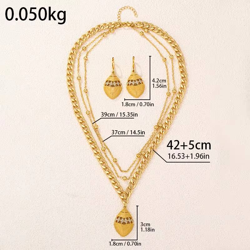 Dubai Party 24K Gold Necklace Set, African Wedding Traditional Gifts (6)