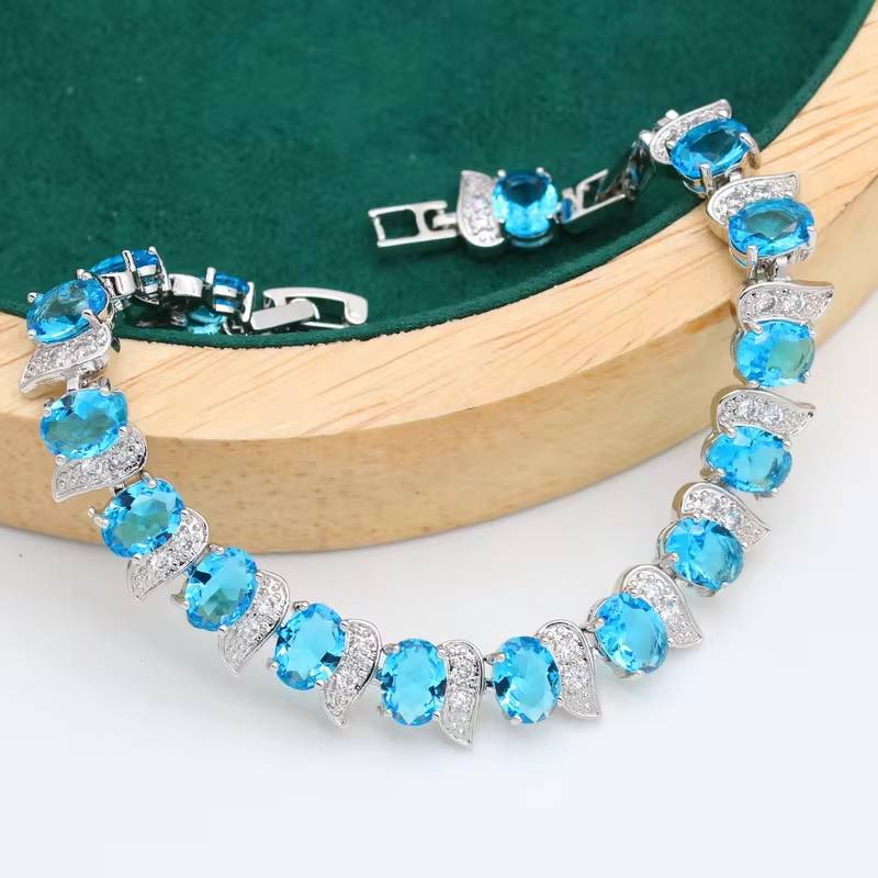 Elegant 925 Sterling Silver Blue Peridot Jewelry Set for Women (6)