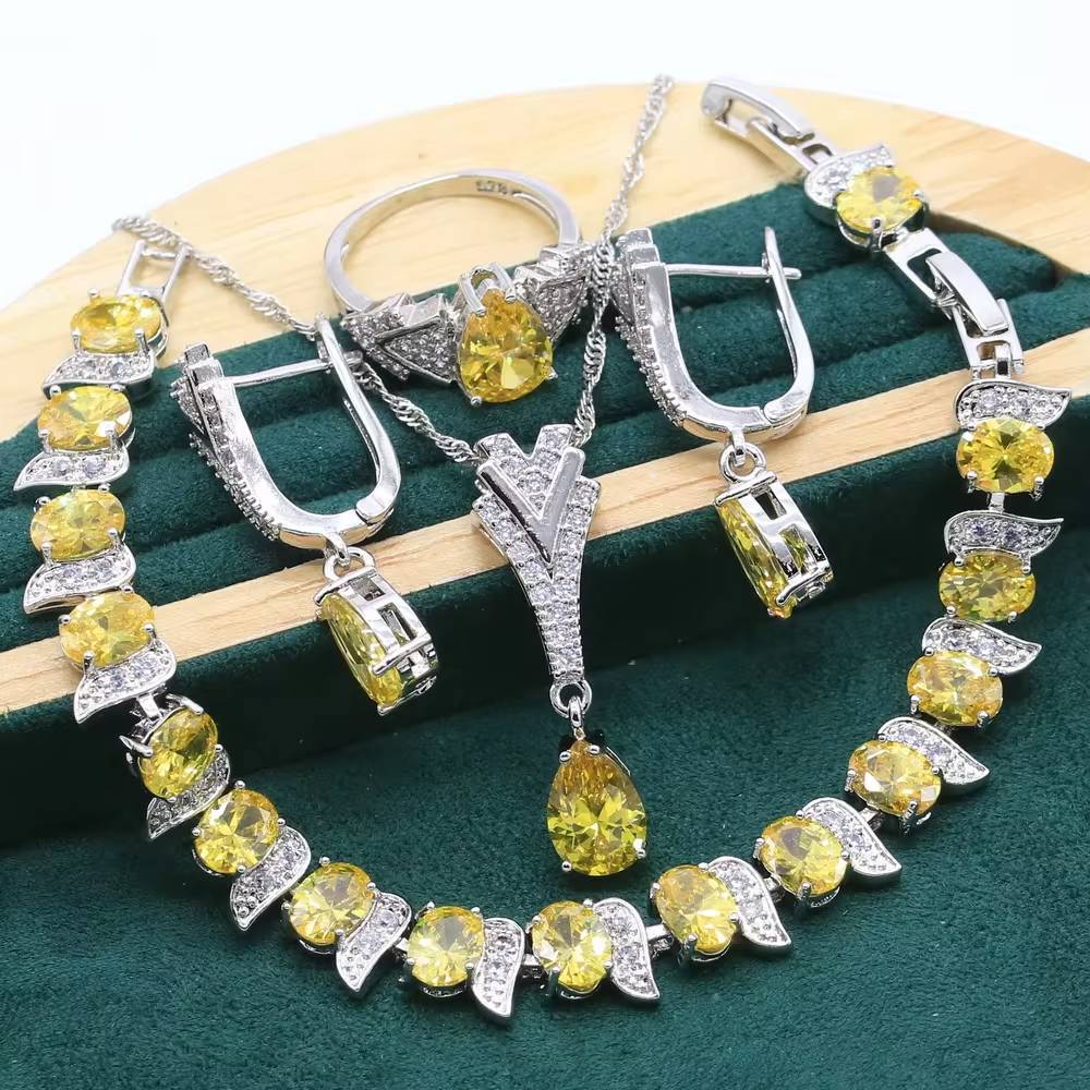 Elegant 925 Sterling Silver Blue Peridot Jewelry Set for Women (9)