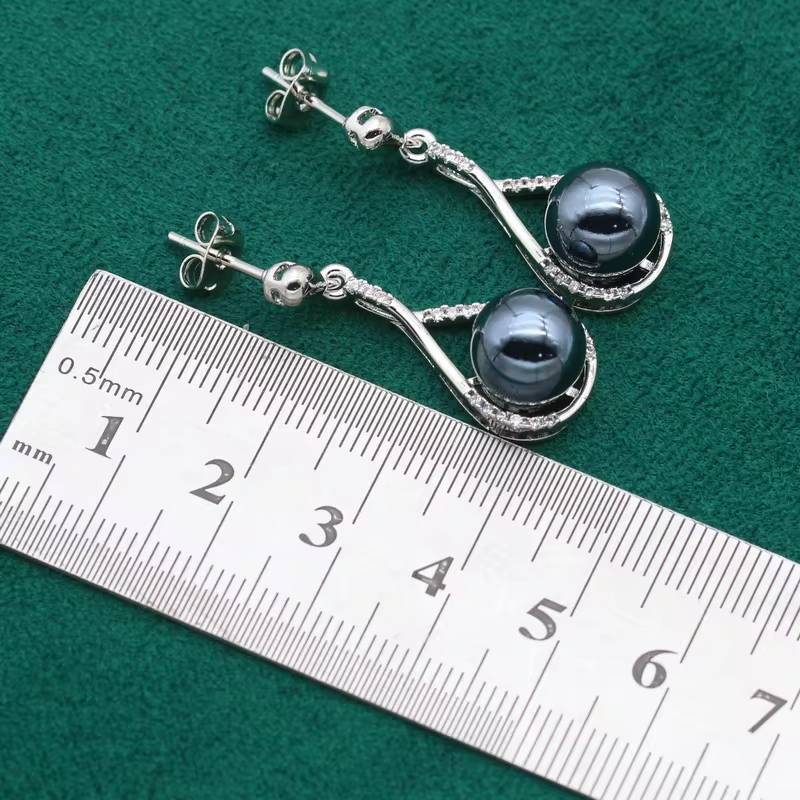 Elegant Black Pearl 925 Sterling Silver Jewelry Set (4)