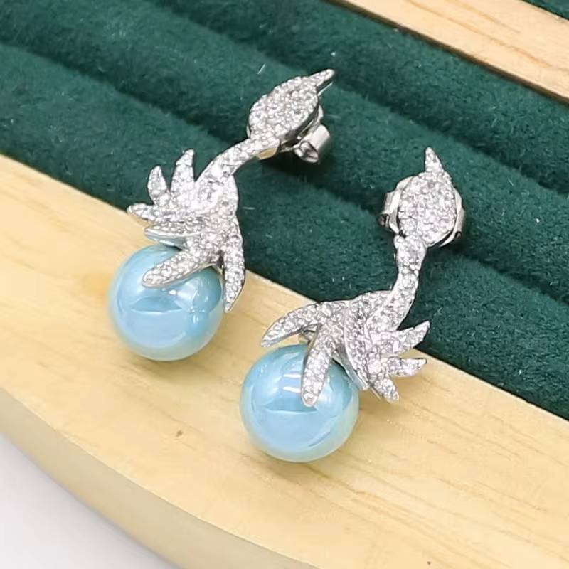 Elegant Blue Pearl & White Gemstone 925 Silver Jewelry Set for Women (3)