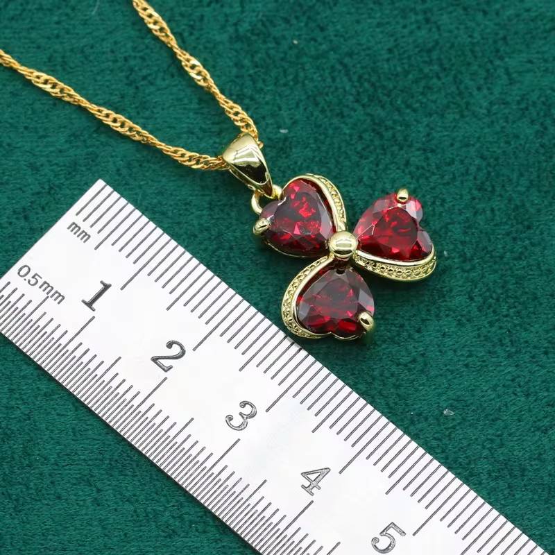 Elegant Red Topaz Bridal Jewelry Set - 14K Gold-Filled (4)