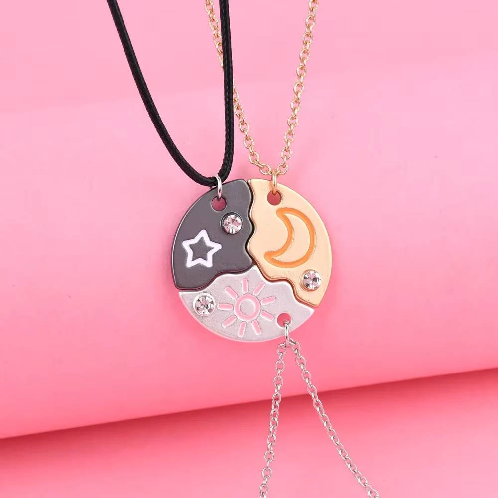 Elviragirl Sun Moon Star Pendant Necklace Set for Girls