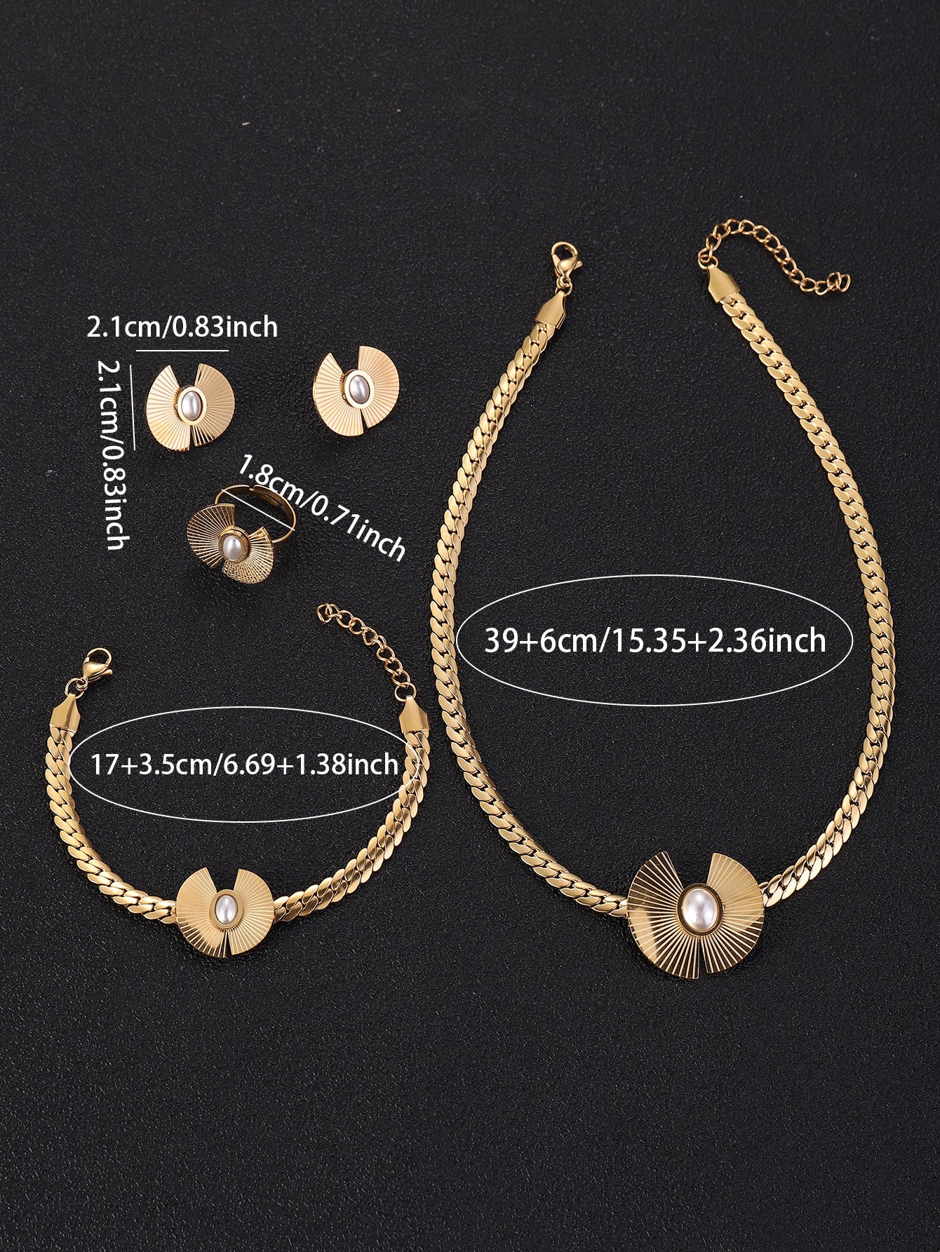 European & American Chic Fan-shaped Pendant Collar Jewelry Set