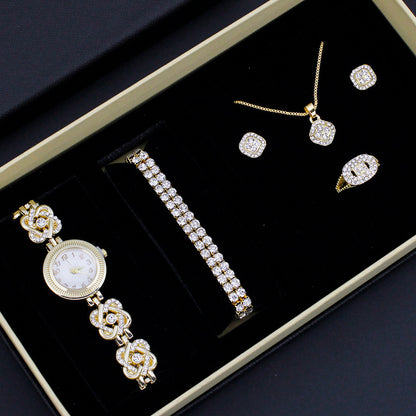 Floral Quartz Ladies' Watch with Bracelet Set & Gift Box (4)