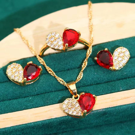 Gold-Color Cubic Zirconia Jewelry Set