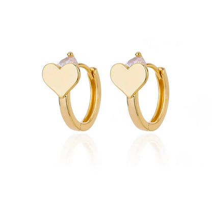 Gold Stainless Steel Zircon Heart Earrings Jewelry Mujer Accesorios (11)