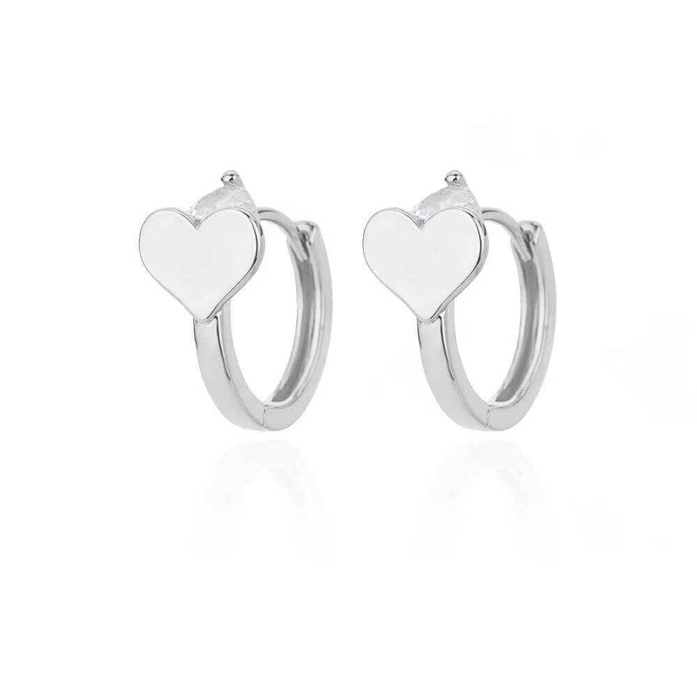 Gold Stainless Steel Zircon Heart Earrings Jewelry Mujer Accesorios (12)