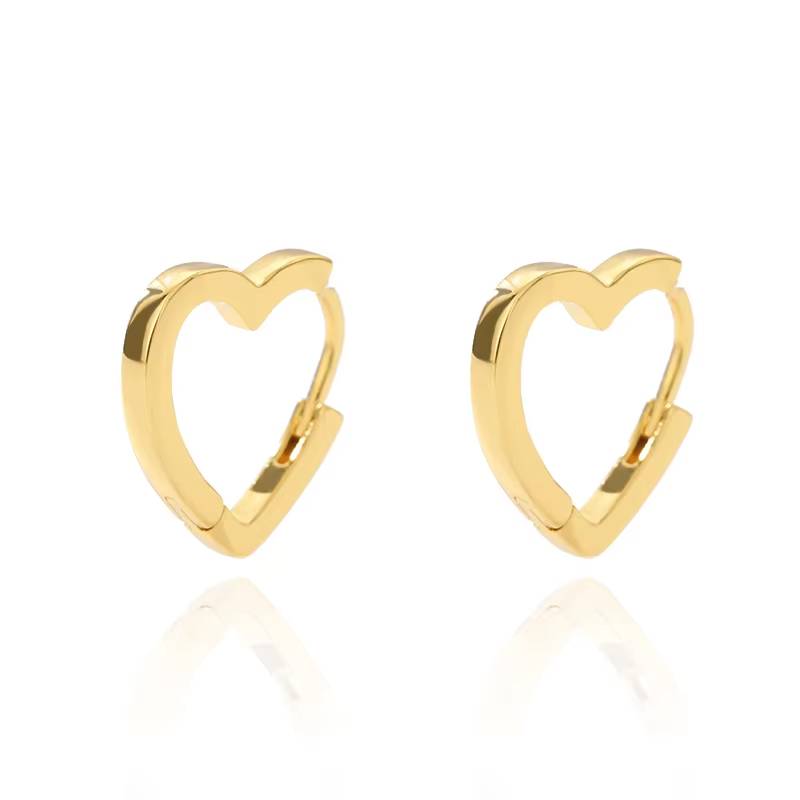 Gold Stainless Steel Zircon Heart Earrings Jewelry Mujer Accesorios (13)