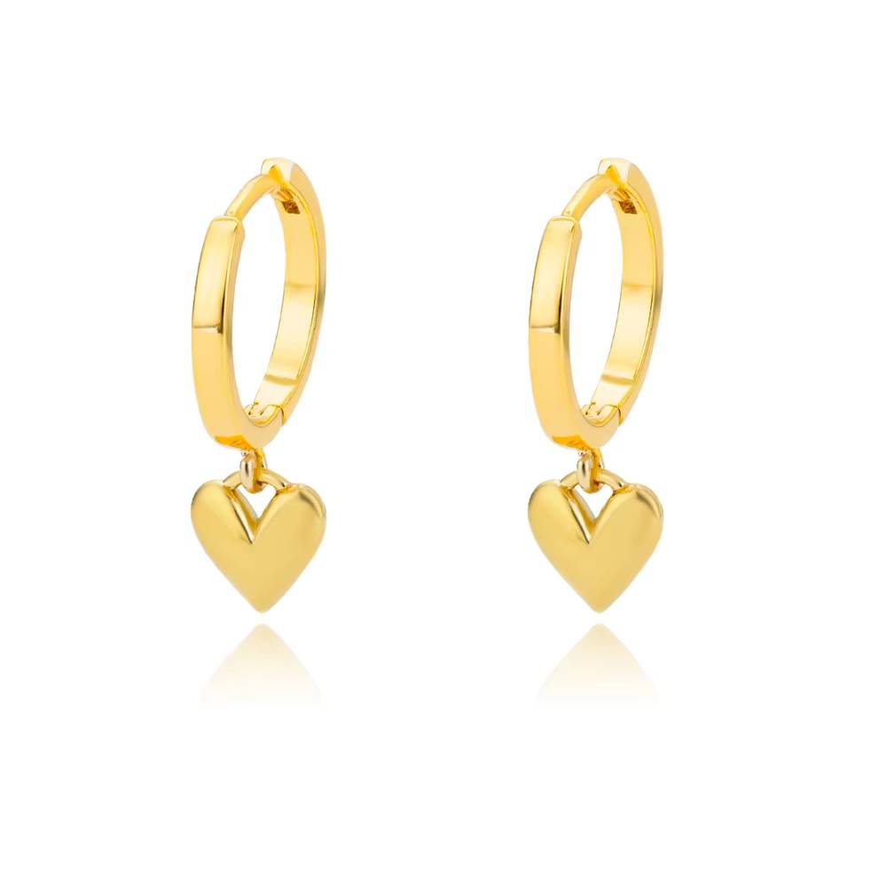 Gold Stainless Steel Zircon Heart Earrings Jewelry Mujer Accesorios (17)