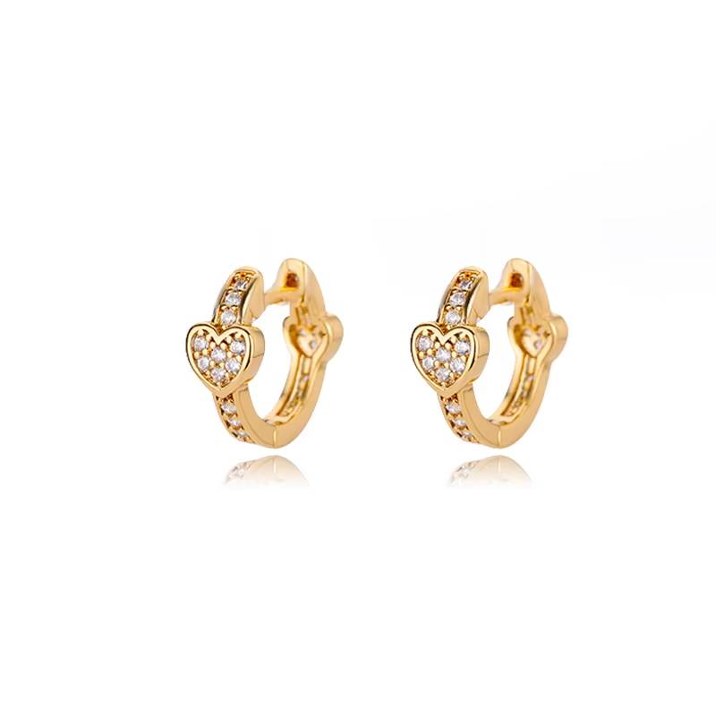 Gold Stainless Steel Zircon Heart Earrings Jewelry Mujer Accesorios (26)