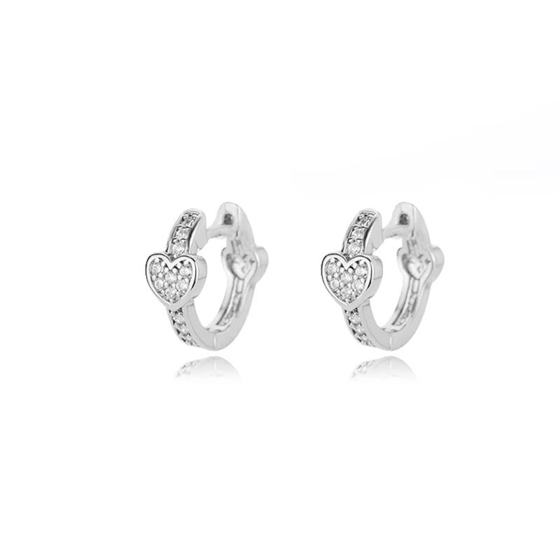 Gold Stainless Steel Zircon Heart Earrings Jewelry Mujer Accesorios (27)