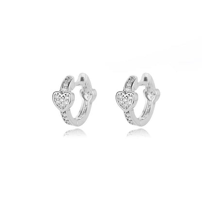 Gold Stainless Steel Zircon Heart Earrings Jewelry Mujer Accesorios (27)