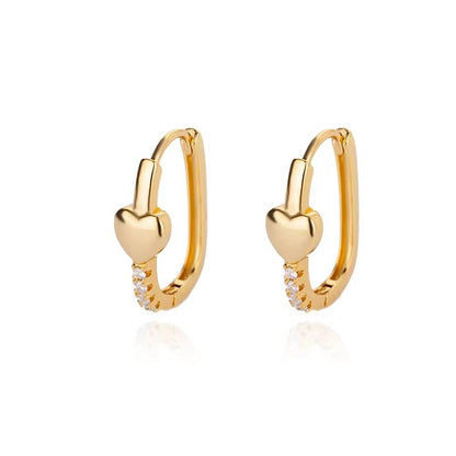 Gold Stainless Steel Zircon Heart Earrings Jewelry Mujer Accesorios (29)