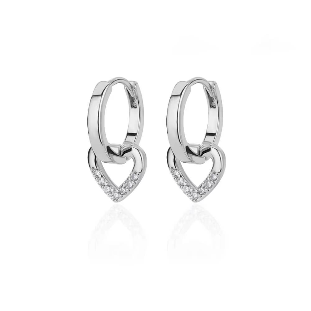 Gold Stainless Steel Zircon Heart Earrings Jewelry Mujer Accesorios (8)