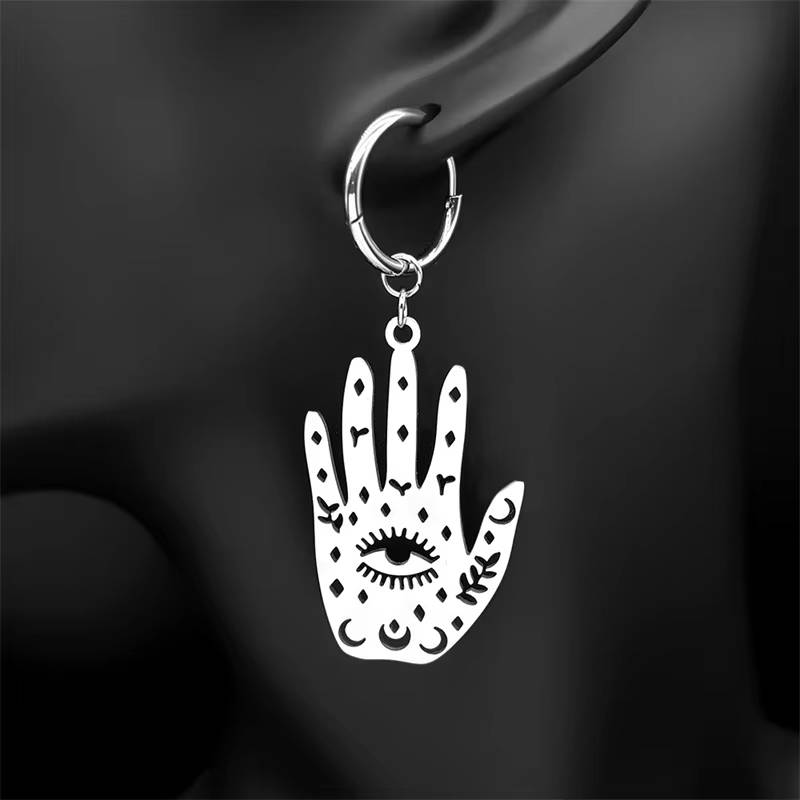 Hamsa Hand Evil Eye Hollow Necklace Earring Set (2)