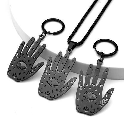 Hamsa Hand Evil Eye Hollow Necklace Earring Set (6)