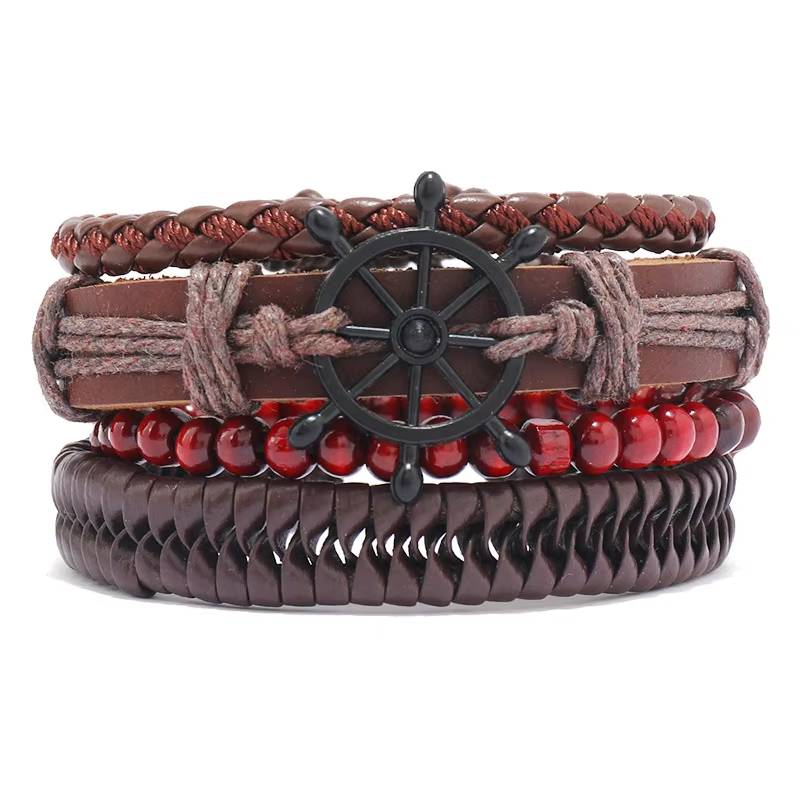 Handmade Woven Leather Bracelet Set for Men (13)