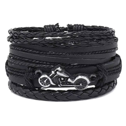 Handmade Woven Leather Bracelet Set for Men (15)