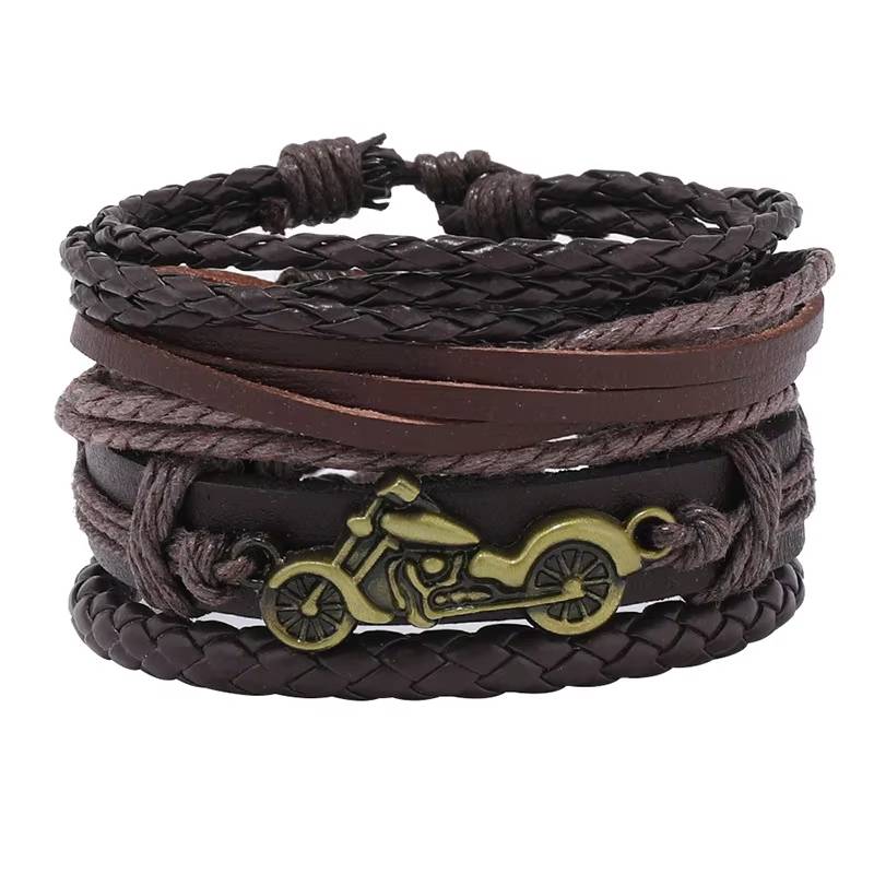 Handmade Woven Leather Bracelet Set for Men (16)