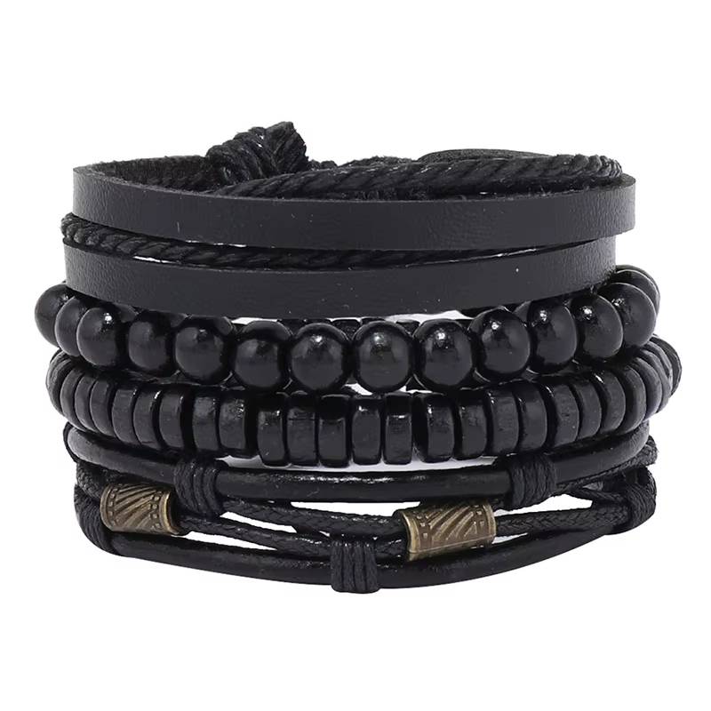 Handmade Woven Leather Bracelet Set for Men (17)