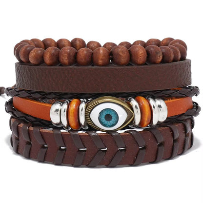 Handmade Woven Leather Bracelet Set for Men (18)