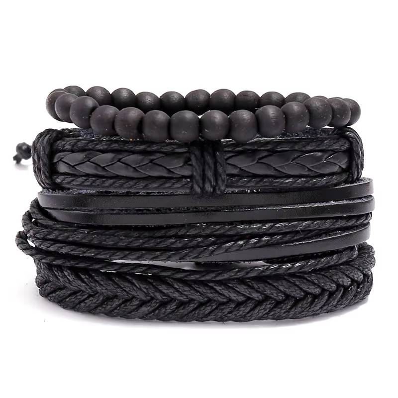 Handmade Woven Leather Bracelet Set for Men (26)