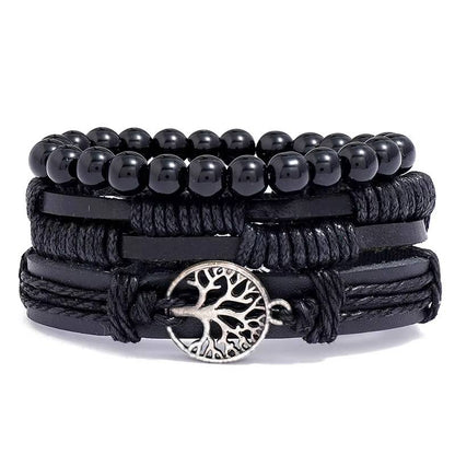 Handmade Woven Leather Bracelet Set for Men (27)