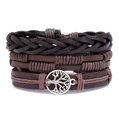 Handmade Woven Leather Bracelet Set for Men (28)