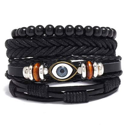 Handmade Woven Leather Bracelet Set for Men (30)