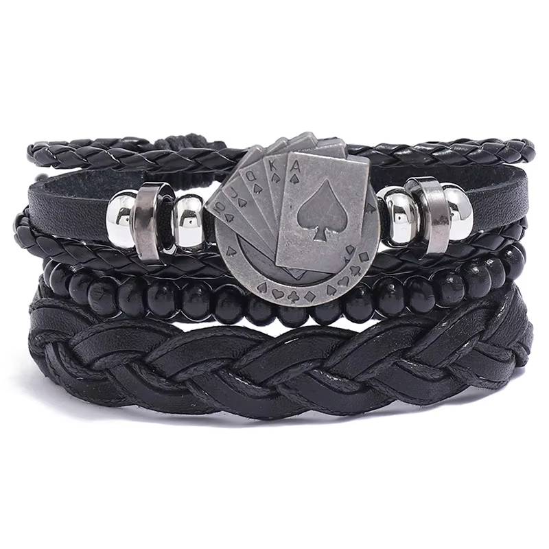 Handmade Woven Leather Bracelet Set for Men (32)