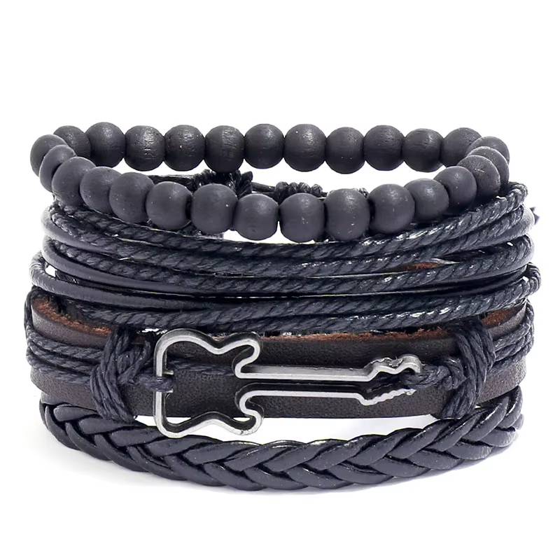 Handmade Woven Leather Bracelet Set for Men (34)