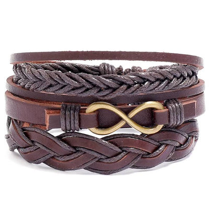 Handmade Woven Leather Bracelet Set for Men (35)