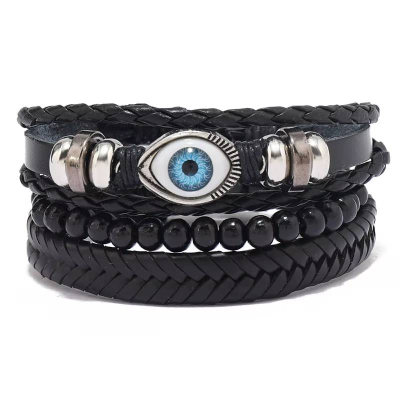 Handmade Woven Leather Bracelet Set for Men (6)