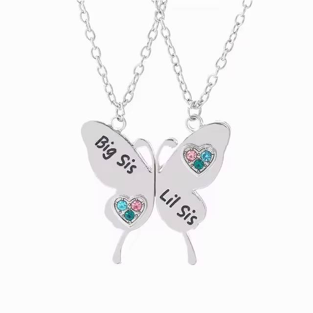 Heart-Shaped Necklace Set 2pcs Alloy for Women (10)