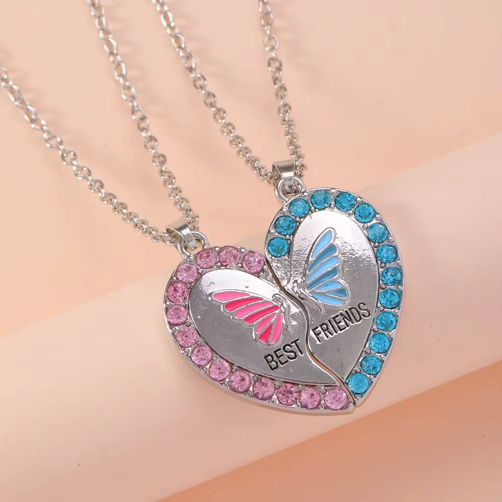 Heart-Shaped Necklace Set 2pcs Alloy for Women (4)